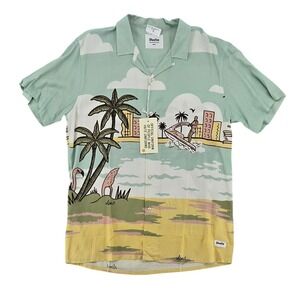 Duvin Tropical Button Up Shirt Mens Small Rayon Graphic Print Short Sleeve NWT